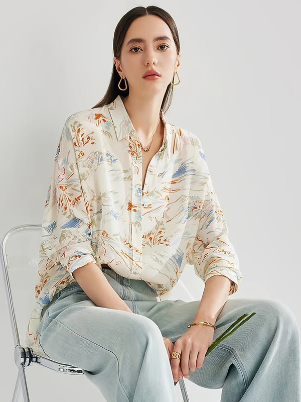 Cross-border European and American full print, a variety of pattern options, long sleeves loose casual top shirt