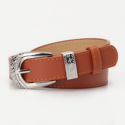 New cross-border European and American carved buckle belt women's decoration simple and versatile trouser belt retro fashion trend women's belt
