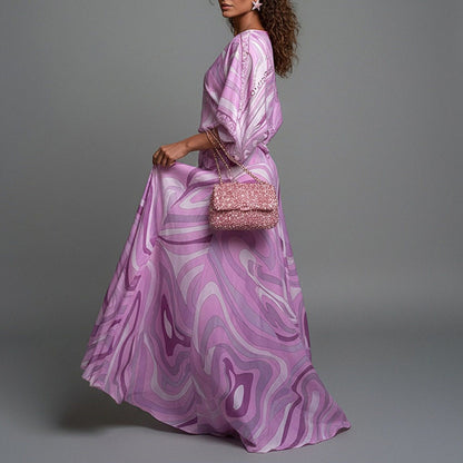 2026 Spring New European and American Sexy Women's Cross-border Amazon Loose Fashion Print Irregular Vacation Suit