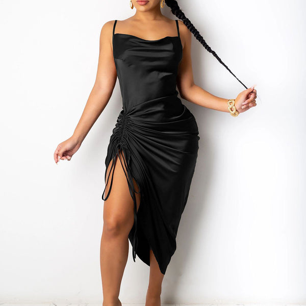 Amazon 2025 European and American foreign trade cross-border fashion trend new suspender sexy drawstring waist dress 661