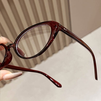 Red small frame cat eye flat light lens women's high-end sense 2025 new retro plain makeup Internet celebrity anti-blue light glasses frame