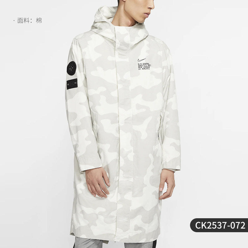 Nike Official Genuine 2025 Winter Men's Hooded Print Midi Jacket CK2537-072