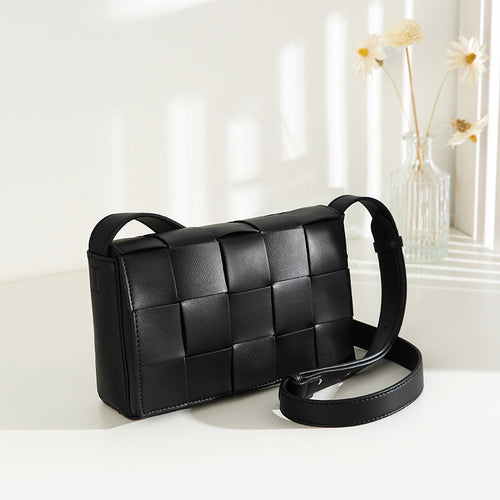 Bolsa transversal feminina fashion casual trançado Bolsa de ombro Novo modelo elegante minimalista bolsa quadrada compacta feminina Internacional atacado