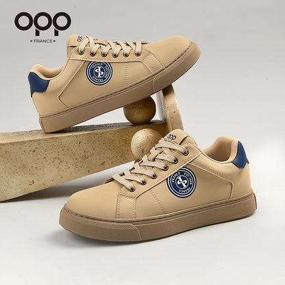 OPP men's shoes, spring white shoes, light luxury, versatile, high-end, low-top men's athleisure soft-soled leather board shoes