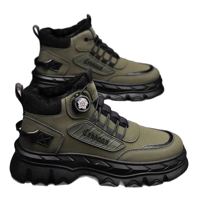 2025 Winter New Men's Boots High-Top Winter Fleece Cotton Shoes Casual Retro Outdoor Mountaineering Martin Men's Cotton Boots