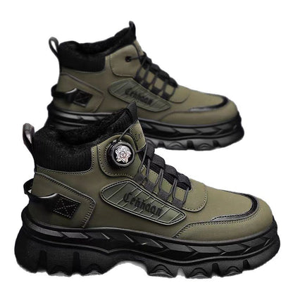 2025 Winter New Men's Boots High-Top Winter Fleece Cotton Shoes Casual Retro Outdoor Mountaineering Martin Men's Cotton Boots
