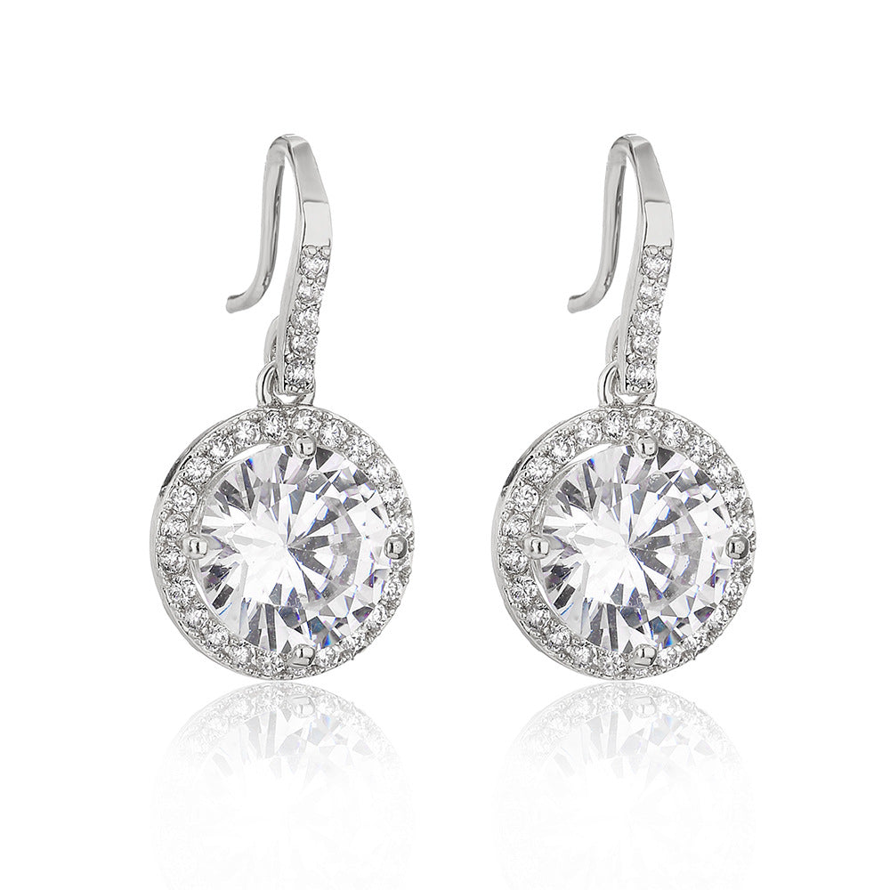 RAKOL Korean fashion classic geometric round earrings feminine temperament light luxury eight hearts and eight arrows 3A zircon earhooks