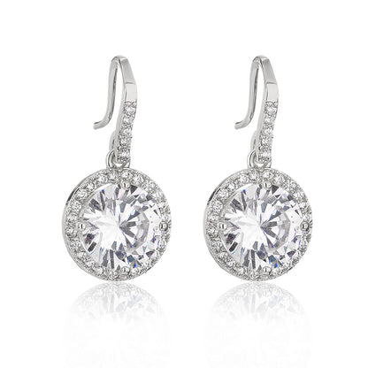 RAKOL Korean fashion classic geometric round earrings feminine temperament light luxury eight hearts and eight arrows 3A zircon earhooks
