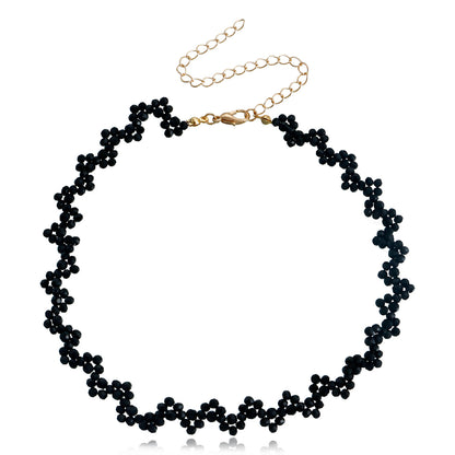 European and American cross-border explosive summer ins black crystal handwoven necklace necklace necklace women's trendy jewelry choker