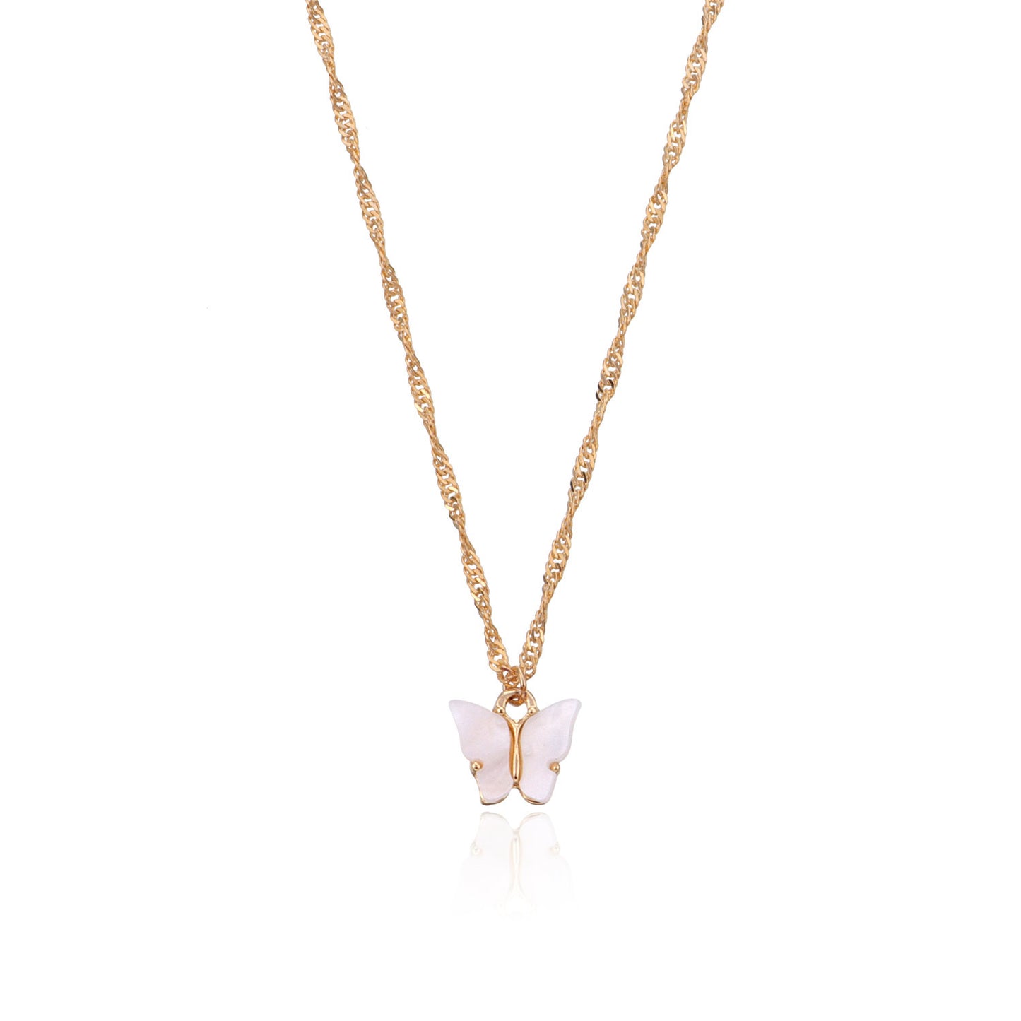 European and American cross-border jewelry acrylic color butterfly pendant necklace women's geometric simple hemp rope chain necklace