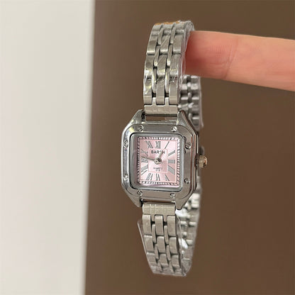 BARSH square steel band women's watch small dial light luxury high-end minimalist quartz watch popular wholesale price for women's live stream