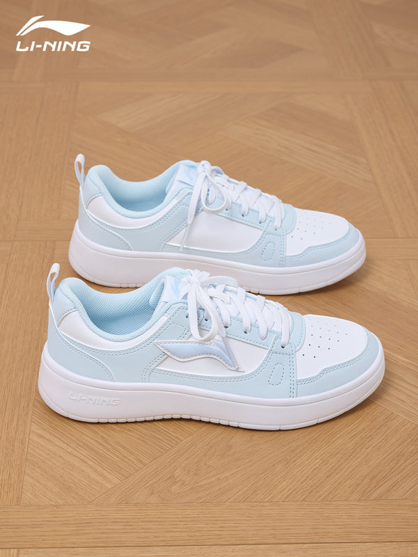 Li-Ning sneakers for women, clear sky trendy versatile blue casual shoes, lightweight low-top sneakers, and women's white sneakers