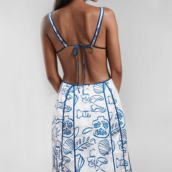 Cross-border 2026 European and American foreign trade women's fashion casual simple and sexy halterneck hollow sleeveless European and American dress women