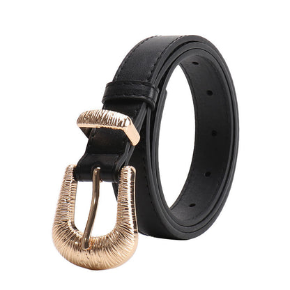 New Simple Old Money Style Women's Belt Threaded Alloy Commuter Casual Belt Women's Versatile Jeans Decorative Belt