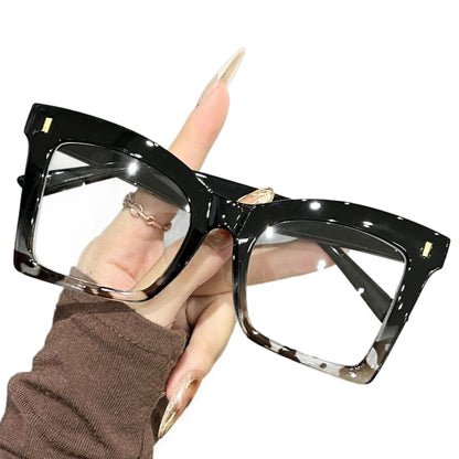 Large frame color-blocked flat glasses for women, premium cross-border new butterfly-shaped blue light blocking frames, bare-faced glasses frames