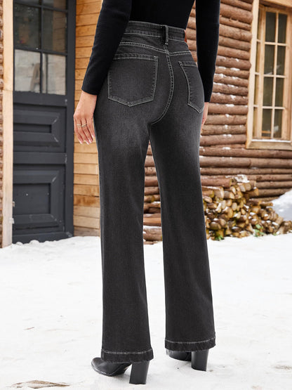 European and American cross-border foreign trade women's jeans, black and gray fashionable minimalist slim straight-leg denim pants for women, JEANS
