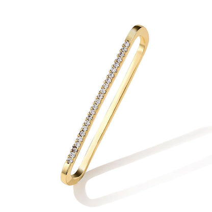 Geometric long oval hollowed out large earrings, European and American export style, fashionable copper zircon single earrings