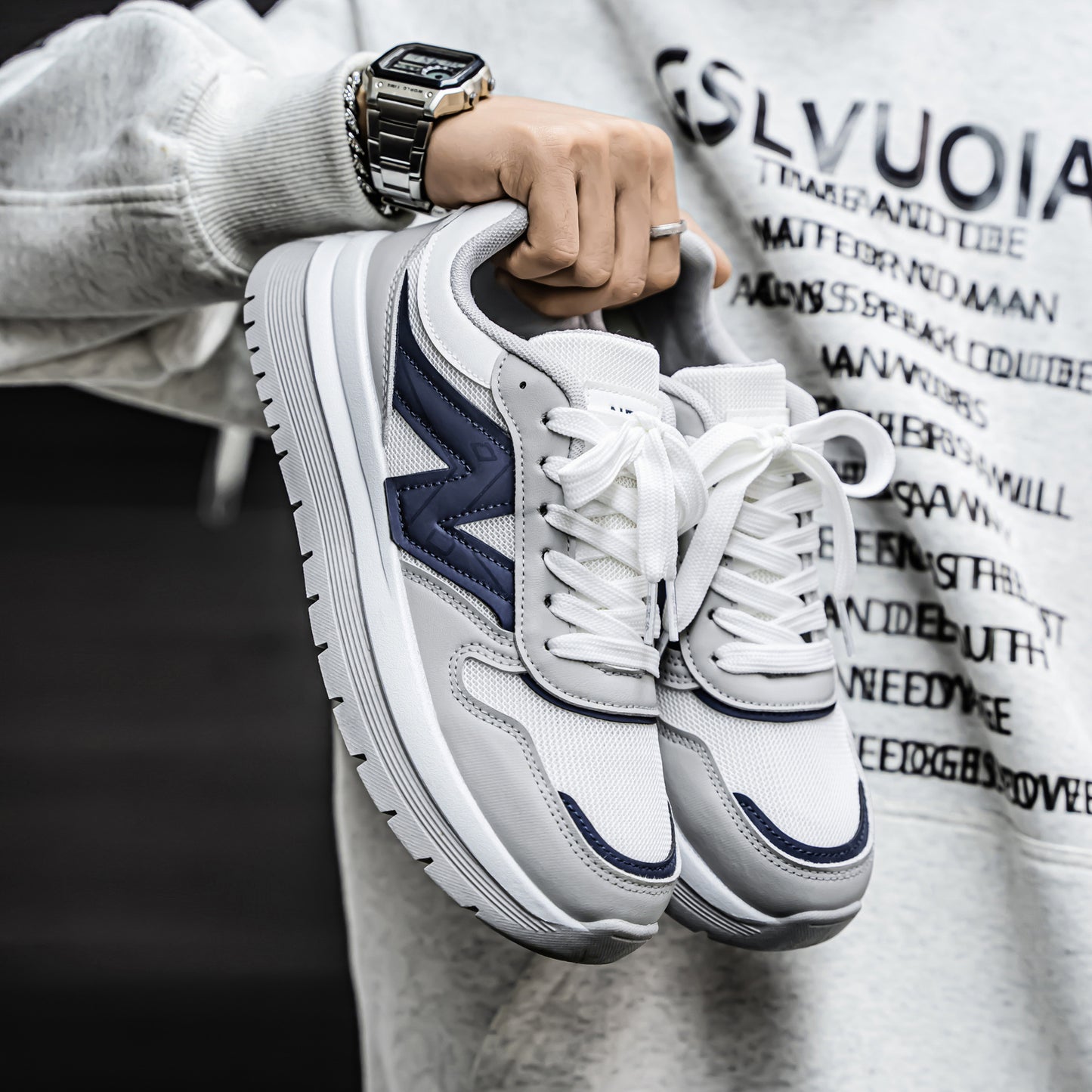 Primavera e outono New Balance Cool Running Men's Shoes Spring New Lightweight and Wear-Resistant Outdoor Breathable Casual Shoes Sports Board Shoes Sapatos Masculinos