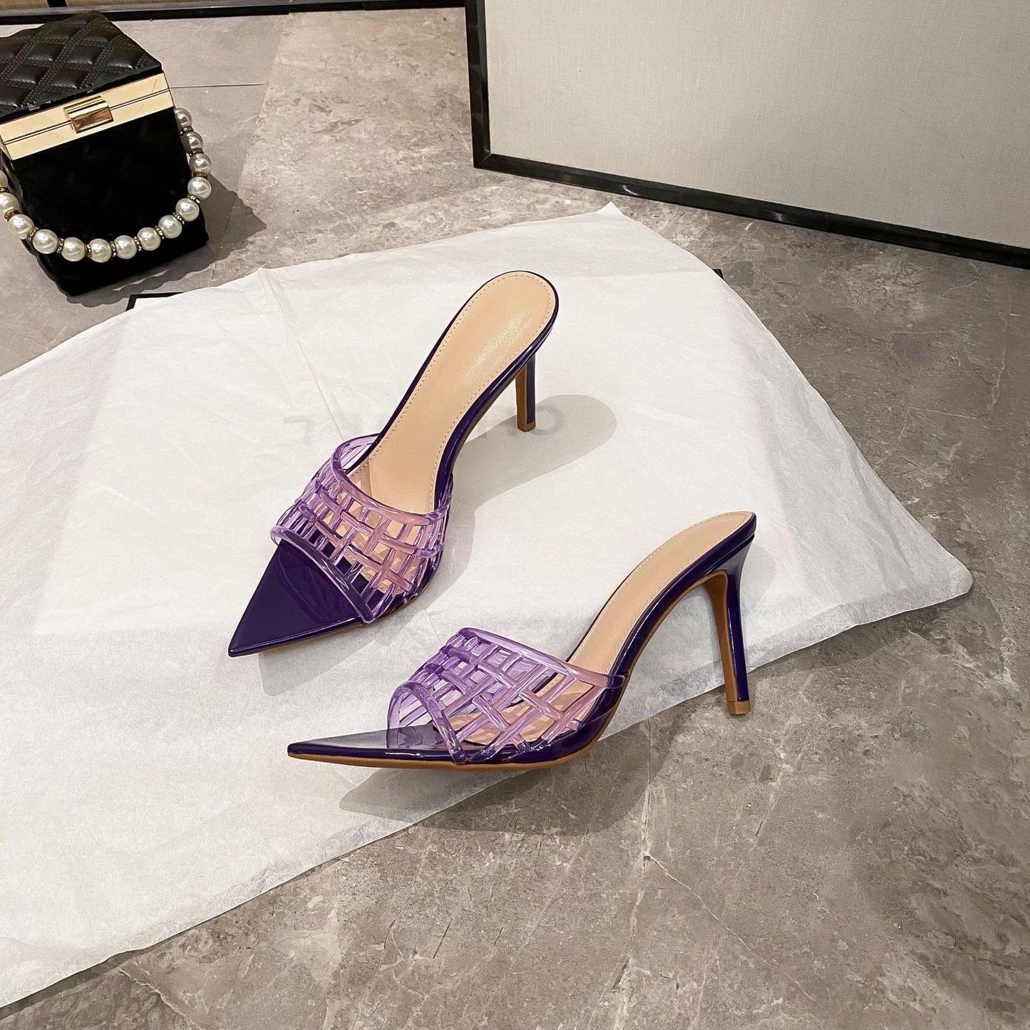 YX Transparent High Heels Women's Summer 2026 New Pointed Toe Stiletto Heel Sandals Versatile Slimming Niche Design Fashion Women's Shoes