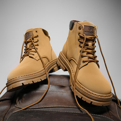 2026 Men's Labor Protection Shoes Spring Construction Site Wear-Resistant Construction Work Martin Boots Workwear Waterproof Non-slip Hiking Sports
