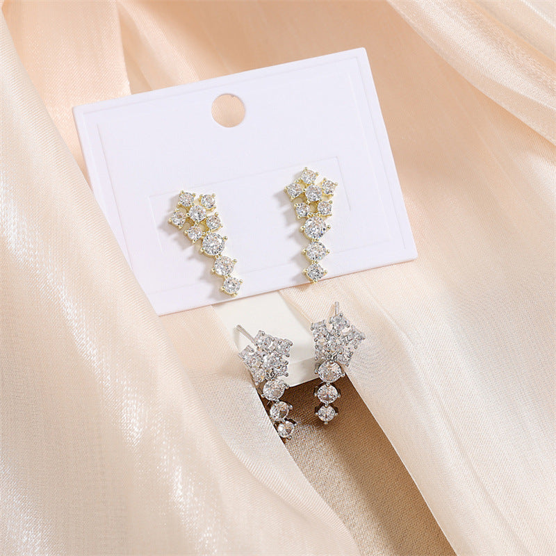 RAKOL cross-border new sweet earrings, petite and unique niche stud earrings, ultra-sparkling elegant zircon earrings, popular for women