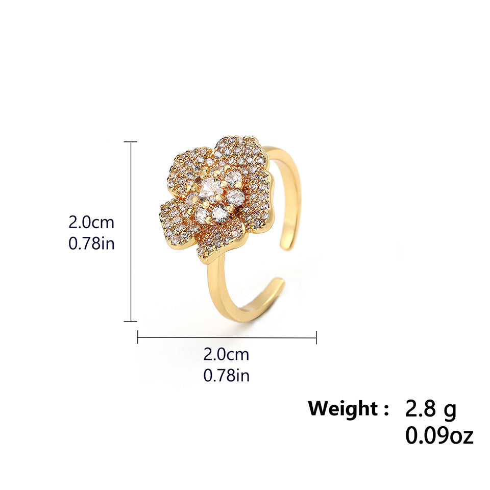 European and American new best-selling women's earrings, AliExpress bestseller flower fashion creative women's earrings and rings two-piece set