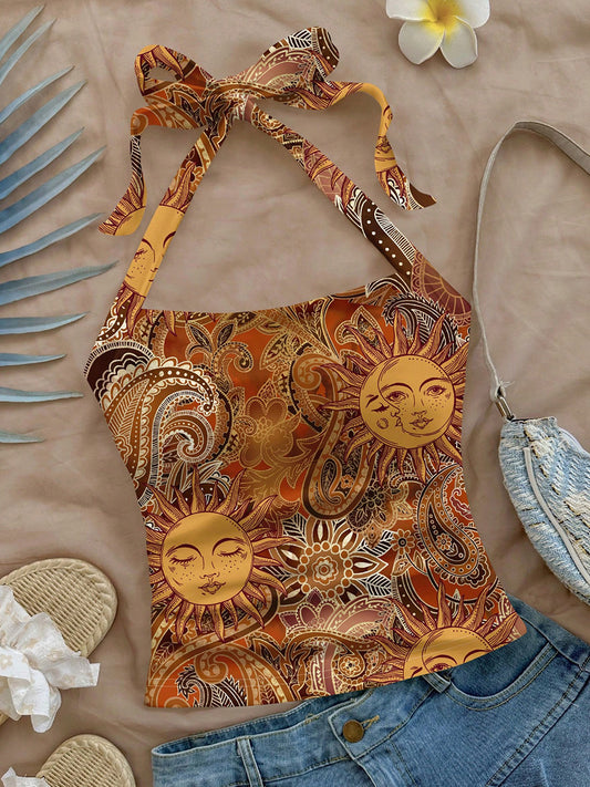 ebay amazon cross-border foreign trade suspender top 2025 summer European and American sexy halterneck small vest slim women's clothing