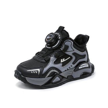 Huili's new color-blocked leather fleece sneakers, high-appearance, outdoor comfortable casual shoes, versatile fashionable children's cotton shoes