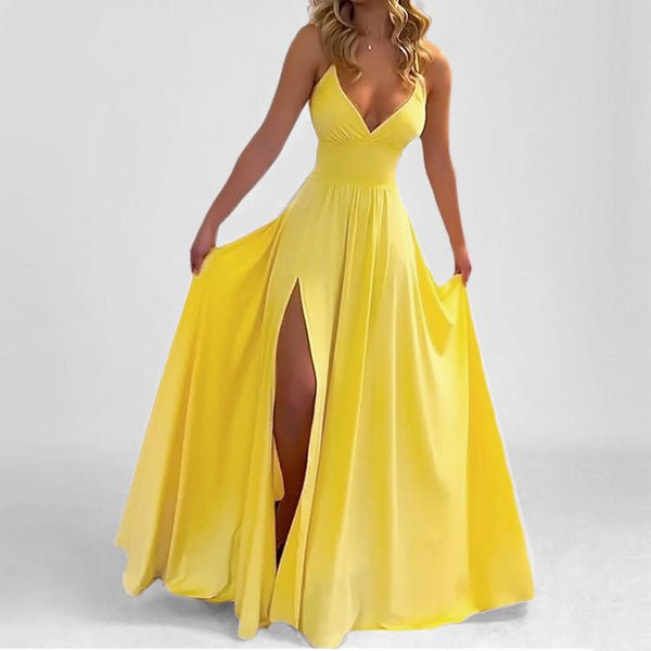 Cross-border 2025 Amazon Spring New European and American Fashion Elegant Deep V-neck camisole dress