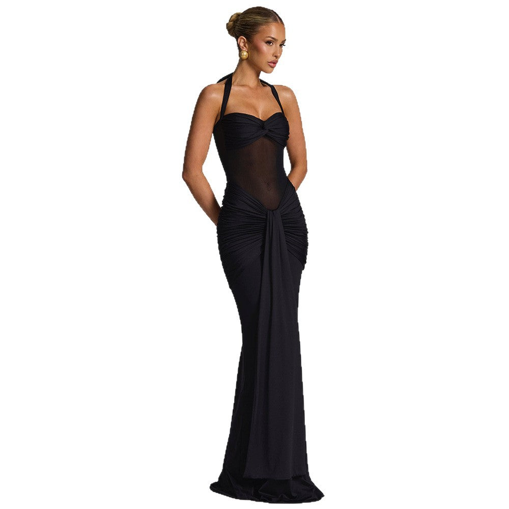 Roupas europeias e americanas por atacado transfronteiriço, nova emenda de malha, temperamento, vestido sereia, saia, reparação, nádegas, vestido, feminino