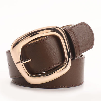 New versatile trapezoidal pin buckle wide women's belt chic commuter casual style with jeans clothing belt women