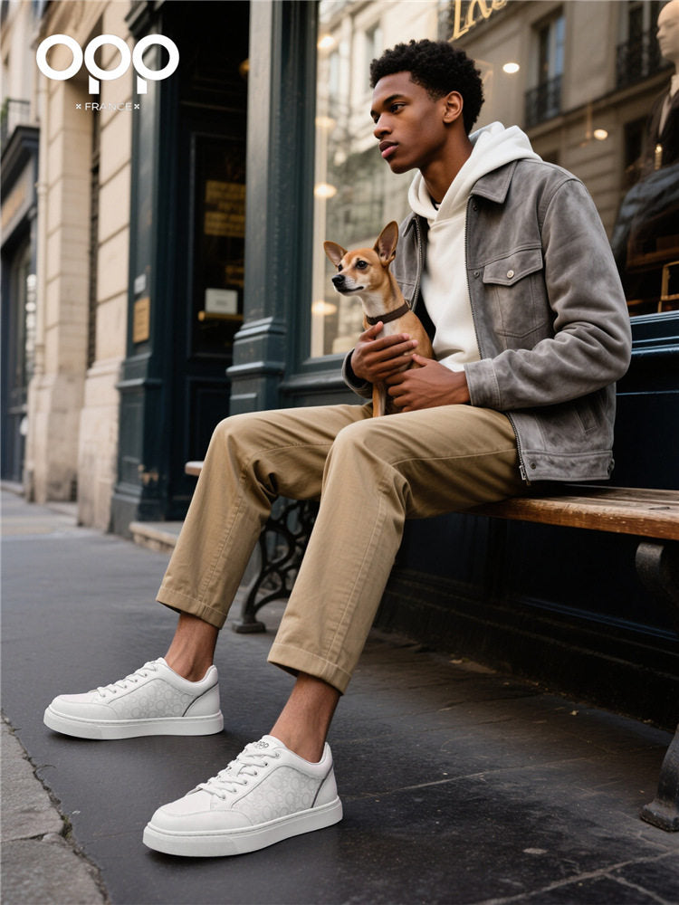 OPP men's shoes spring 2026 new light luxury high-end lightweight low-top casual sports versatile comfortable leather board shoes