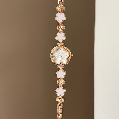 2025 Hot Bracelet Watch for Women, Light Luxury Four-Leaf Clover Mother-of-Pearl High Aesthetic Value Watch, Niche Fashionable for Women