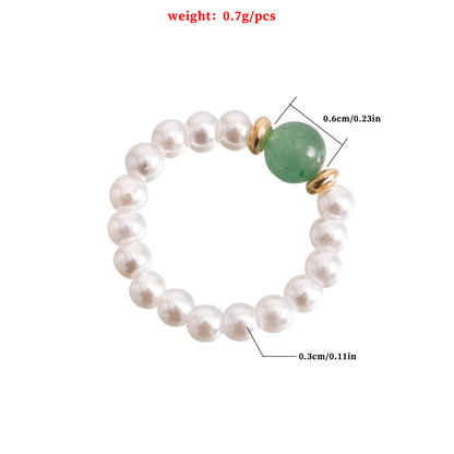 European and American cross-border jewelry Bohemian colorful natural stone imitation pearl rings do not fade, niche design is high-end