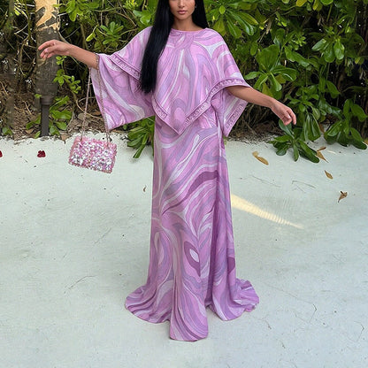 2026 Spring New European and American Sexy Women's Cross-border Amazon Loose Fashion Print Irregular Vacation Suit