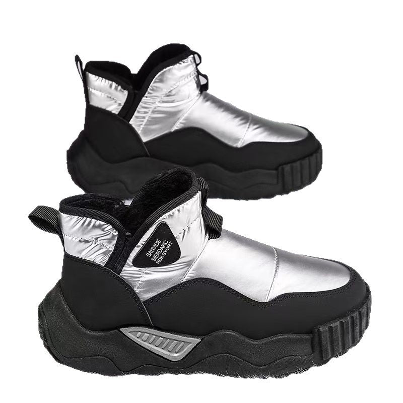 2025 Autumn/Winter New Snow Boots Men's Fleece-Lined Thickened Warm Large Cotton Shoes, One-Foot Slip-On Non-Slip Men's Cotton Shoes