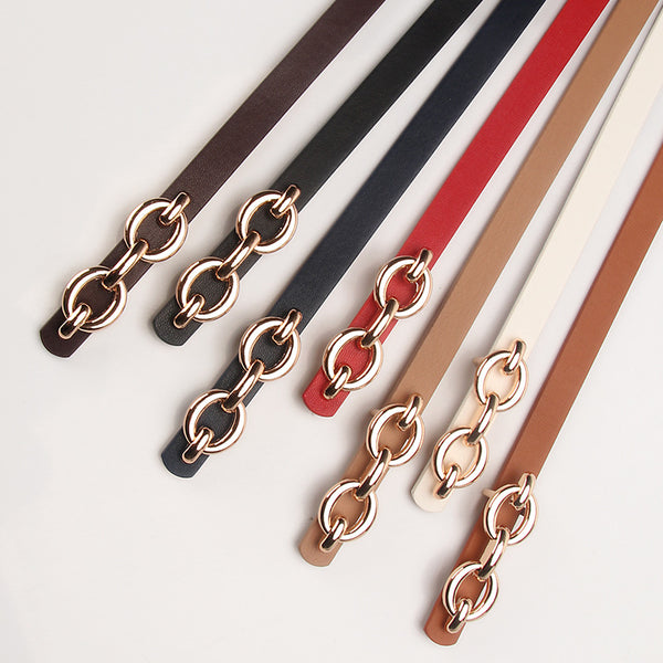 Women's belt alloy buckle versatile dress western embellished belt niche jeans belt pu thin belt wholesale