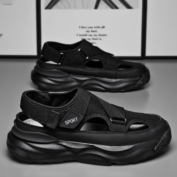 2026 New Men's Sandals Casual Versatile Sandals Teenagers Breathable Trend Hollow Cool Velcro Sandals