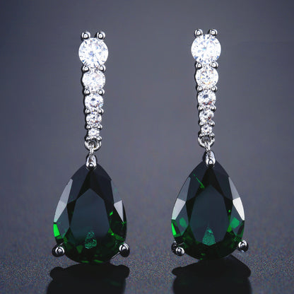The beauty of simplicity bridal zircon earrings ultra flash Korean high-end sense light luxury temperament wedding dress earrings wholesale
