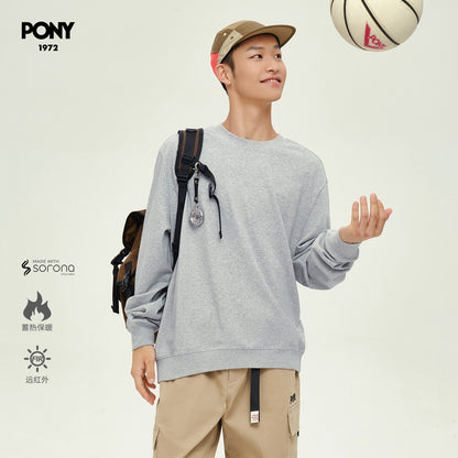 PONY Autumn New Men's and Women's Thermal Technology Crew Neck Casual Loose Sports Jumper 243U2GS54GR