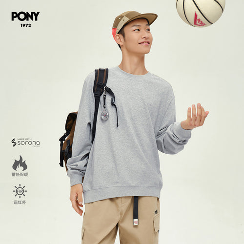 PONY Autumn New Men's and Women's Thermal Technology Crew Neck Casual Loose Sports Jumper 243U2GS54GR