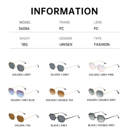 Polygonal metal small frame sunglasses for men and women high-end retro beach outing street sunglasses UV protection