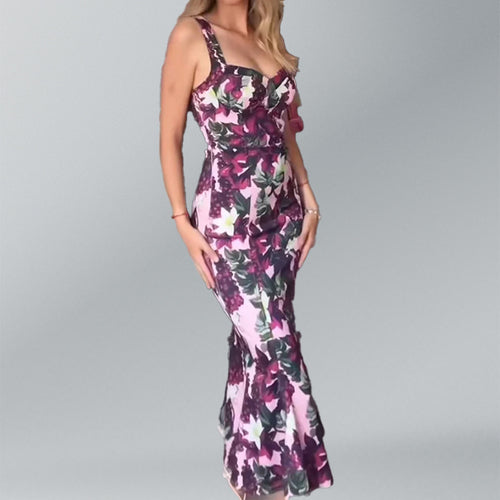 Cross-border 2025 summer Amazon new European and American women's fashion print sexy suspender dress women