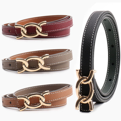 New alloy twist buckle women's belt versatile dress jeans belt women's double-sided 1.4 wide thin women's belt
