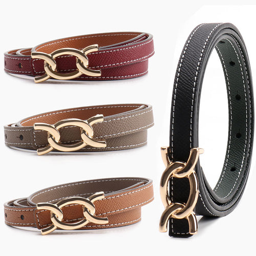 New alloy twist buckle women's belt versatile dress jeans belt women's double-sided 1.4 wide thin women's belt