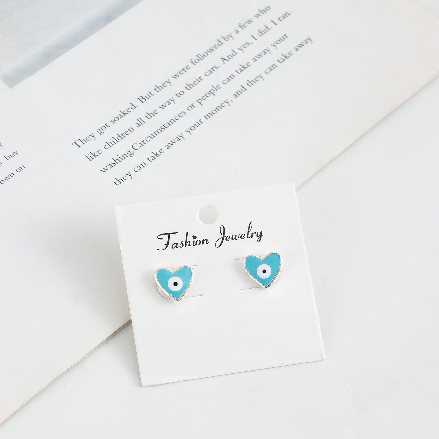Jewelry Factory Customization Mini Heart-shaped Demon Eye Earrings Stud Earrings Luxury Niche Earrings