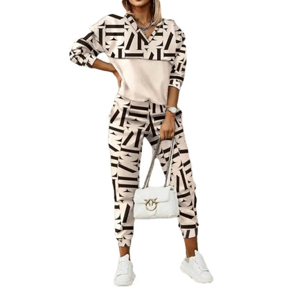 Cross-border 2026 new spring suit Amazon European and American casual women's sports long sleeve printed fashion suit women