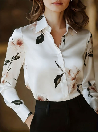 Amazon popular women's shirt, simple and fashionable business office long-sleeved shirt, elegant temperament, casual