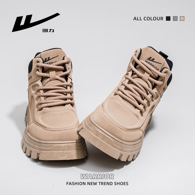 Pullback new British-style Martin boots, high-top platform shoes, outdoor casual cargo shoes, autumn retro versatile men's shoes