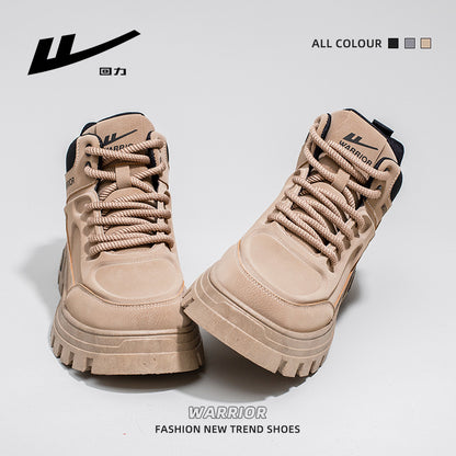 Pullback new British-style Martin boots, high-top platform shoes, outdoor casual cargo shoes, autumn retro versatile men's shoes